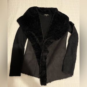 Romeo & Juliet, faux fur/suede black cardigan sweater, size small